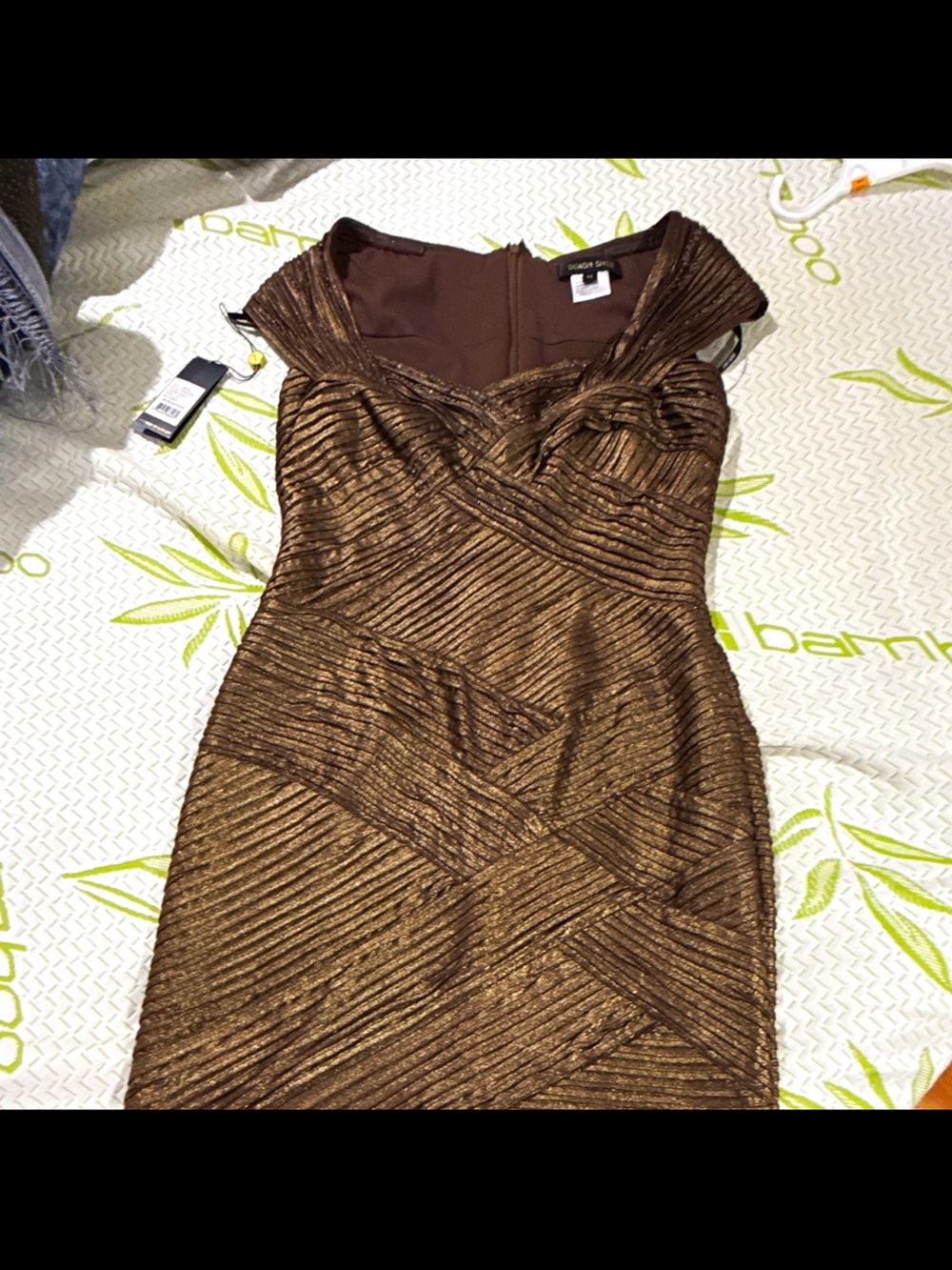 Tadashi Shoji Bronze Metallic Midi Dress